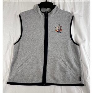 Vtg Winnie the Pooh Tigger Fleece Vest‎ Women's Gray Zip Front Disney Y2K
